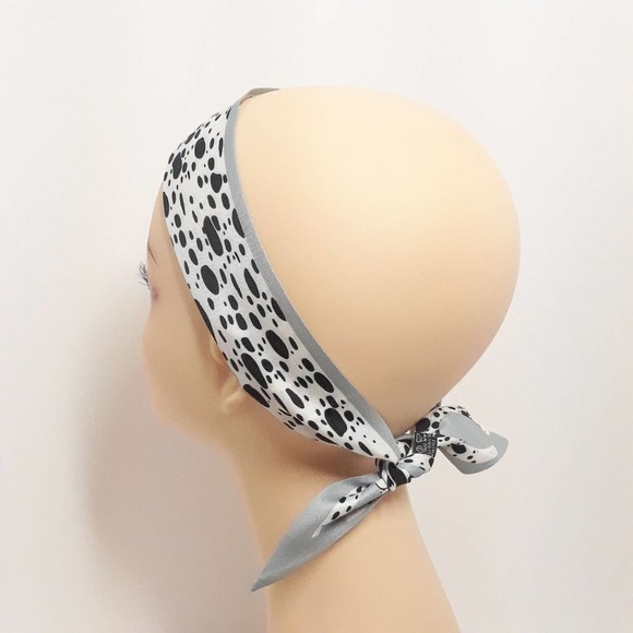 Dalmatian Dog Polka Dot Head Neck Scarf Purse Scarf 30" - Black, NEW! US Seller - Picture 5 of 8